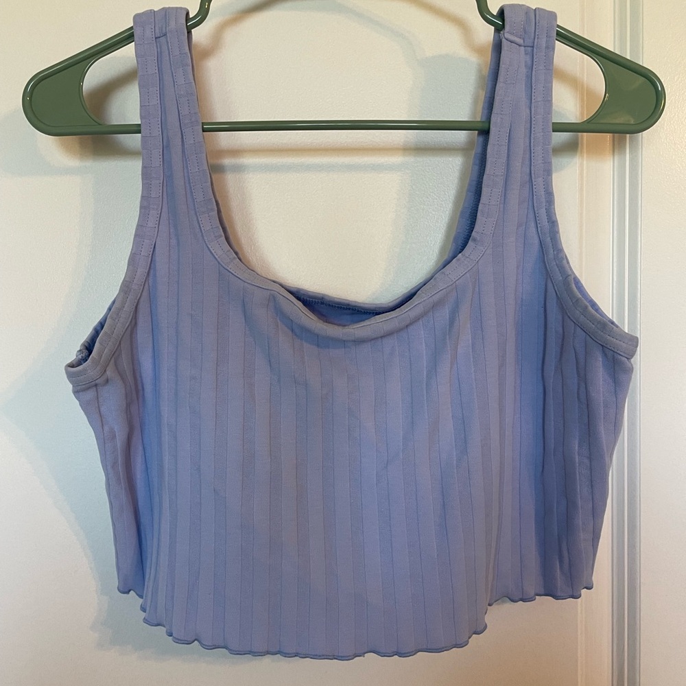 Offline by aerie lilac cropped bra top with lettuce trim size large